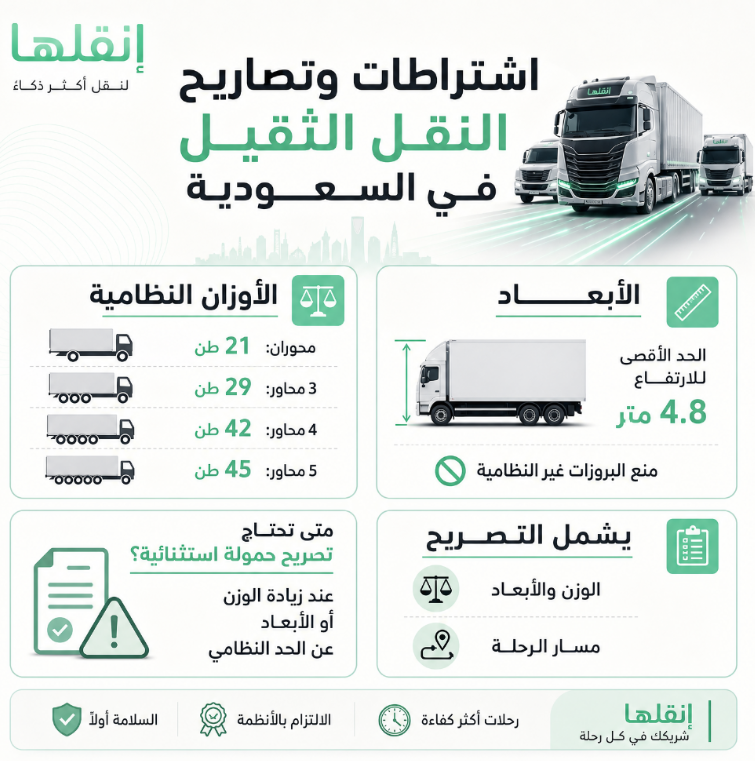 اشتراطات وتصاريح النقل الثقيل في المملكة العربية السعودية