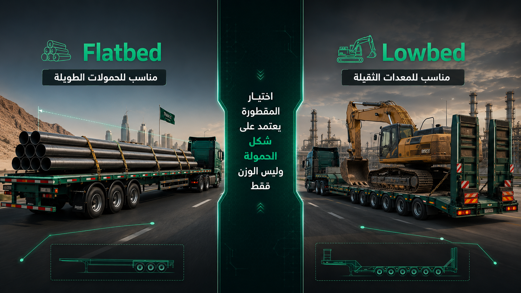 مقارنة Flatbed vs Lowbed 